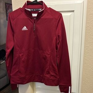 Adidas climalite Maroon and white Quarter-Zip Sweatshirt